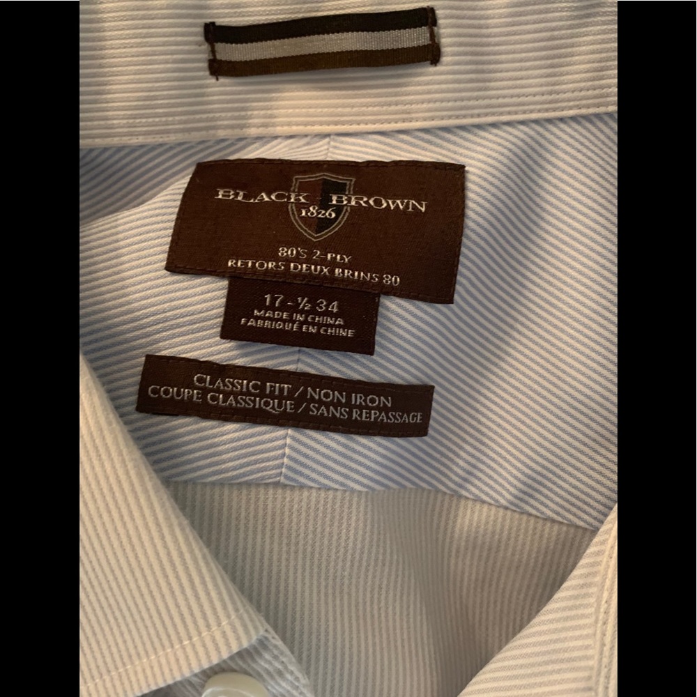 Black Brown 1826 Pin Stripe Button Down Shirt - Picture 5 of 5